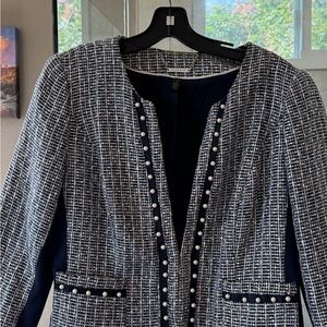 White House Black Market Navy and White Women's Jacket